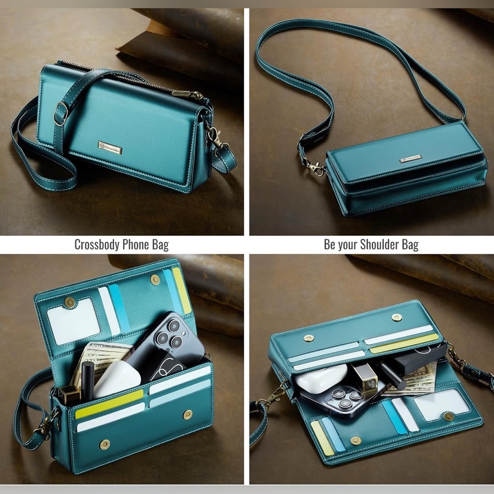 Elegant Teal Crossbody Phone Bag - Picture 3 of 6